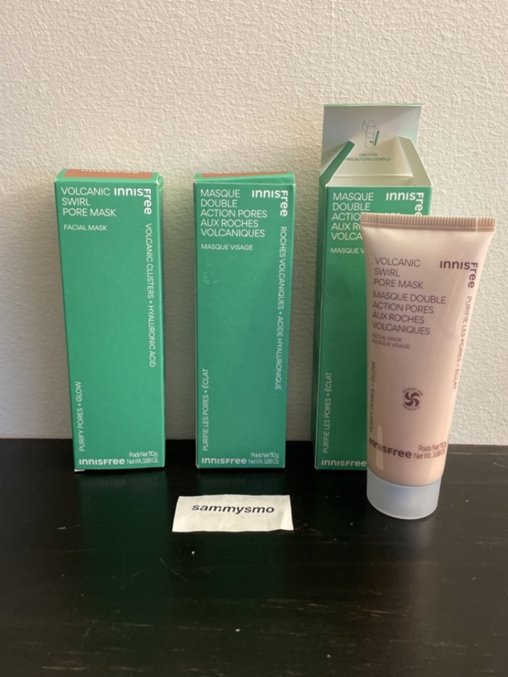 Innisfree volcanic swirl pore mask, facial mask, hyaluronic acid 3.88 oz x3